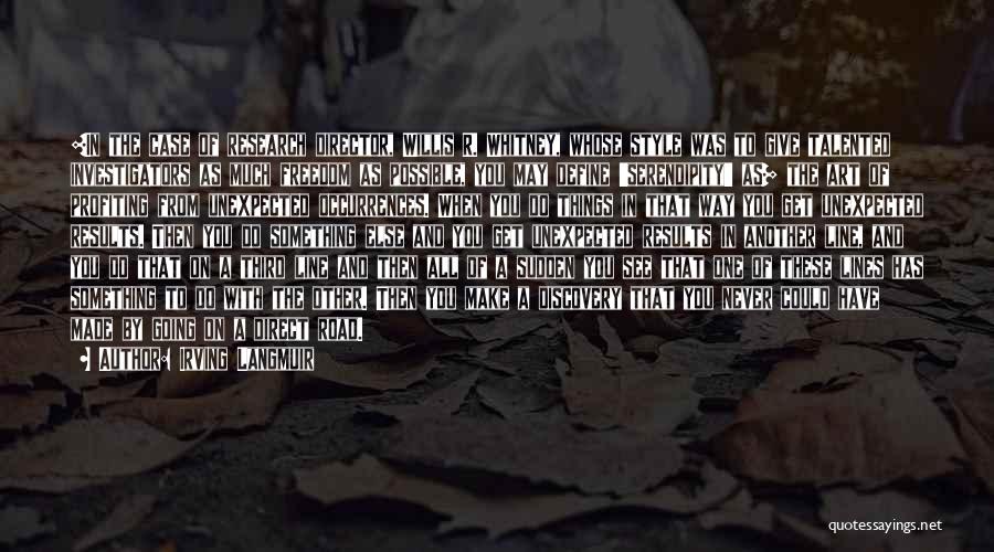 Irving Langmuir Quotes: [in The Case Of Research Director, Willis R. Whitney, Whose Style Was To Give Talented Investigators As Much Freedom As