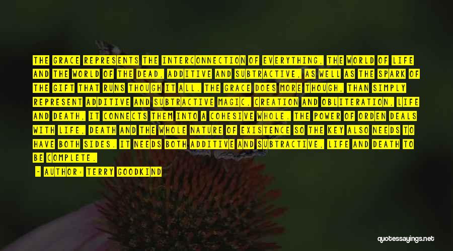 Terry Goodkind Quotes: The Grace Represents The Interconnection Of Everything, The World Of Life And The World Of The Dead, Additive And Subtractive,