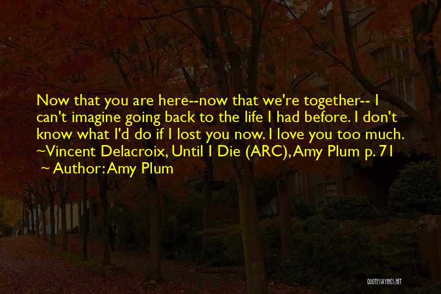 Amy Plum Quotes: Now That You Are Here--now That We're Together-- I Can't Imagine Going Back To The Life I Had Before. I