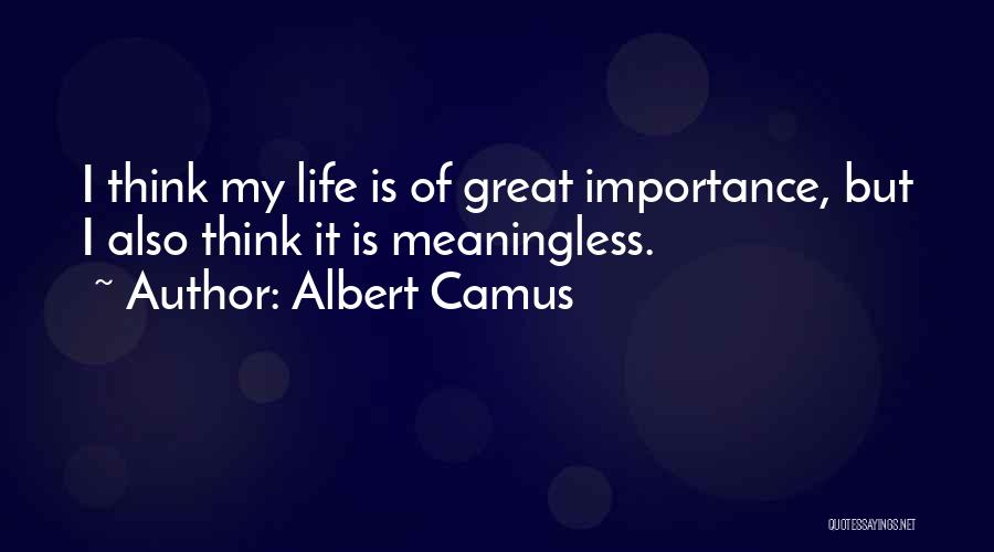 Albert Camus Quotes: I Think My Life Is Of Great Importance, But I Also Think It Is Meaningless.