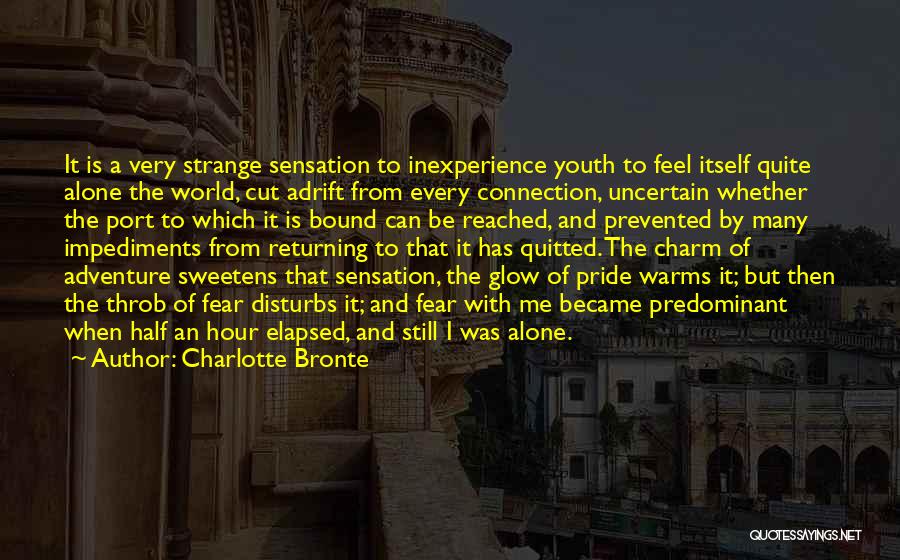 Charlotte Bronte Quotes: It Is A Very Strange Sensation To Inexperience Youth To Feel Itself Quite Alone The World, Cut Adrift From Every