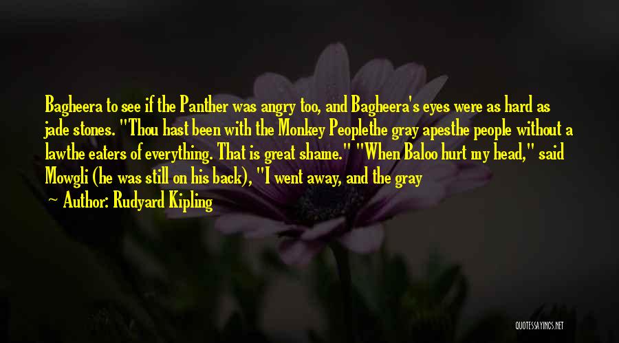 Rudyard Kipling Quotes: Bagheera To See If The Panther Was Angry Too, And Bagheera's Eyes Were As Hard As Jade Stones. Thou Hast