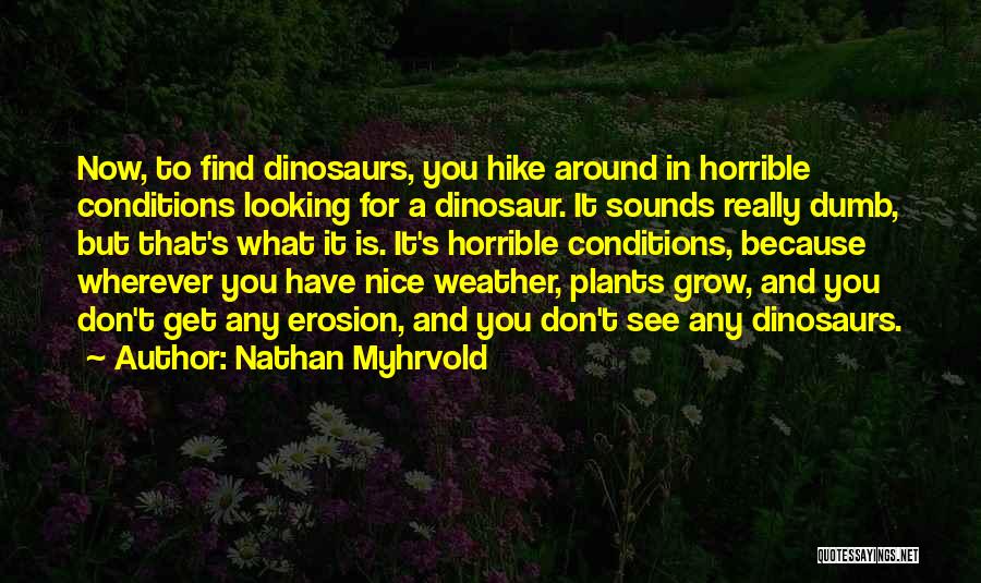 Nathan Myhrvold Quotes: Now, To Find Dinosaurs, You Hike Around In Horrible Conditions Looking For A Dinosaur. It Sounds Really Dumb, But That's