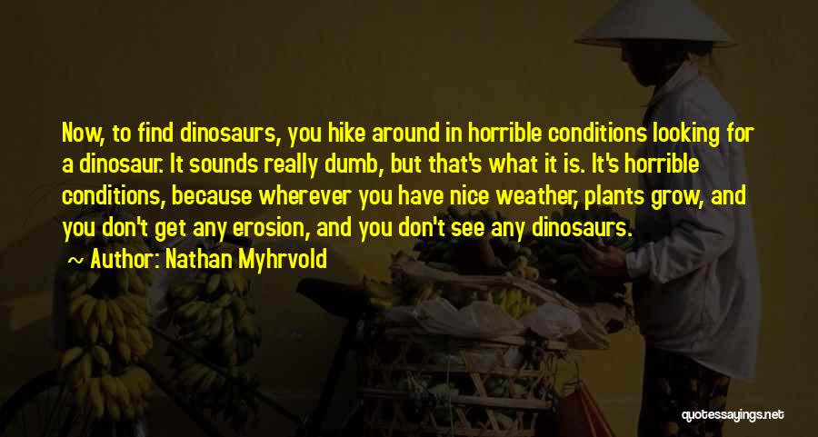 Nathan Myhrvold Quotes: Now, To Find Dinosaurs, You Hike Around In Horrible Conditions Looking For A Dinosaur. It Sounds Really Dumb, But That's