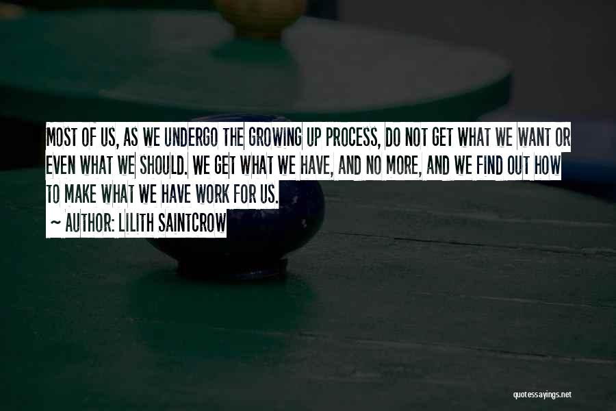 Lilith Saintcrow Quotes: Most Of Us, As We Undergo The Growing Up Process, Do Not Get What We Want Or Even What We