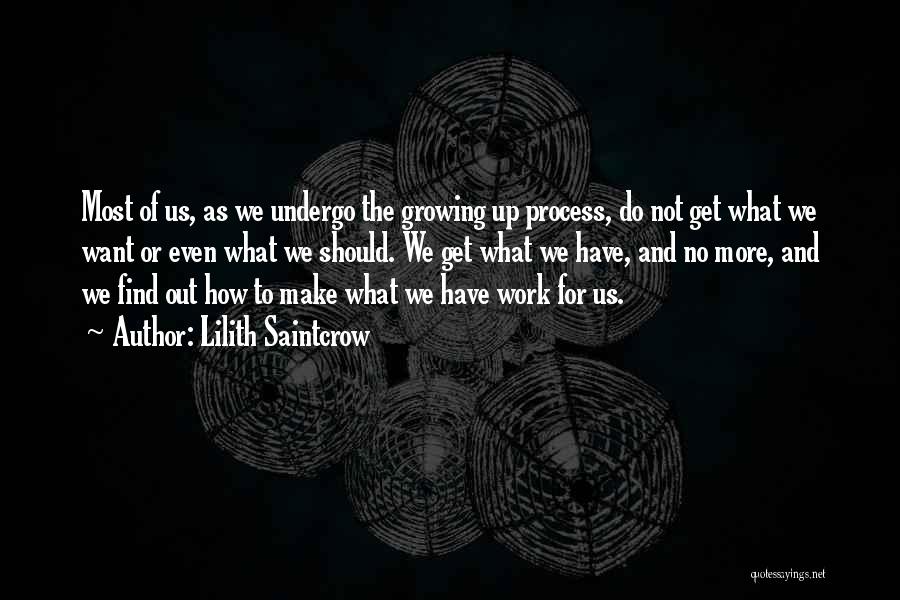 Lilith Saintcrow Quotes: Most Of Us, As We Undergo The Growing Up Process, Do Not Get What We Want Or Even What We