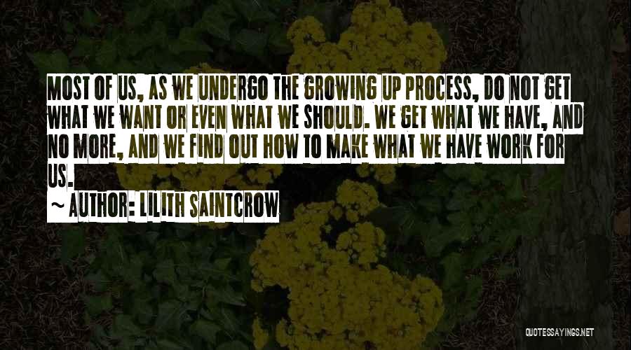 Lilith Saintcrow Quotes: Most Of Us, As We Undergo The Growing Up Process, Do Not Get What We Want Or Even What We