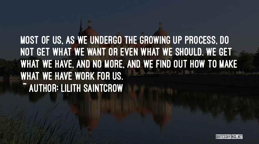 Lilith Saintcrow Quotes: Most Of Us, As We Undergo The Growing Up Process, Do Not Get What We Want Or Even What We
