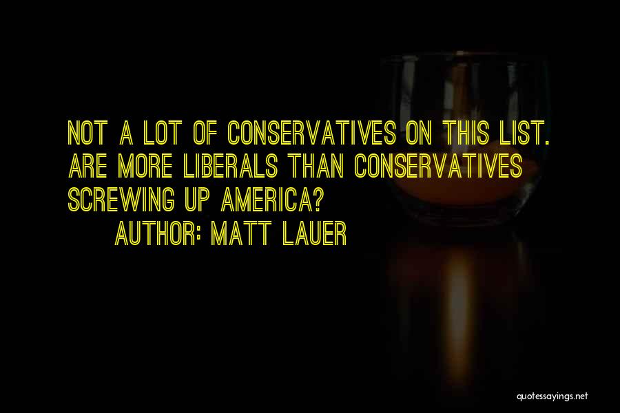 Matt Lauer Quotes: Not A Lot Of Conservatives On This List. Are More Liberals Than Conservatives Screwing Up America?