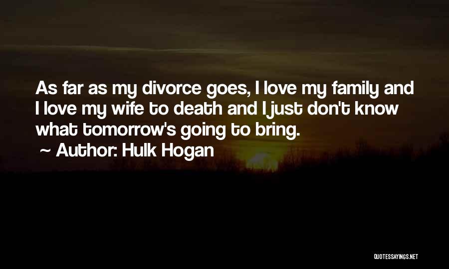 Hulk Hogan Quotes: As Far As My Divorce Goes, I Love My Family And I Love My Wife To Death And I Just