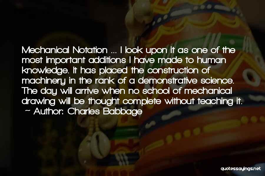 Charles Babbage Quotes: Mechanical Notation ... I Look Upon It As One Of The Most Important Additions I Have Made To Human Knowledge.