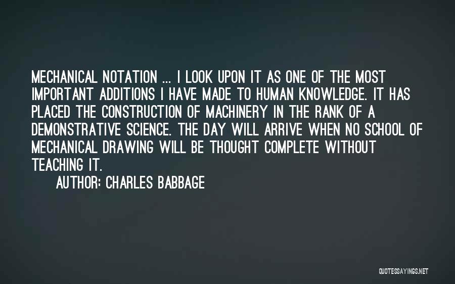 Charles Babbage Quotes: Mechanical Notation ... I Look Upon It As One Of The Most Important Additions I Have Made To Human Knowledge.