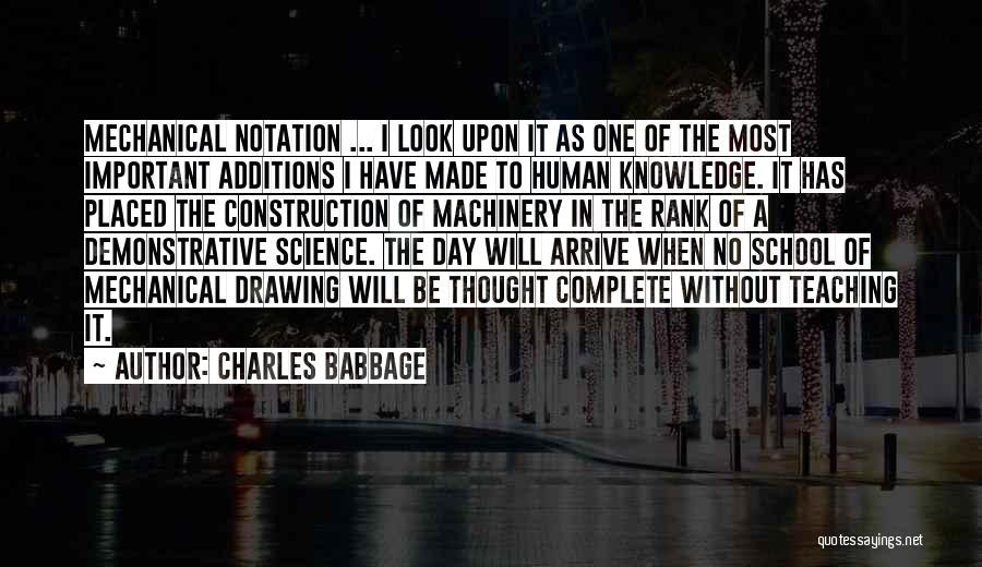 Charles Babbage Quotes: Mechanical Notation ... I Look Upon It As One Of The Most Important Additions I Have Made To Human Knowledge.