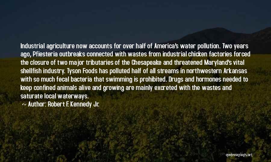 Robert F. Kennedy Jr. Quotes: Industrial Agriculture Now Accounts For Over Half Of America's Water Pollution. Two Years Ago, Pfiesteria Outbreaks Connected With Wastes From