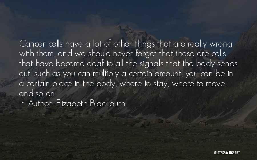Elizabeth Blackburn Quotes: Cancer Cells Have A Lot Of Other Things That Are Really Wrong With Them, And We Should Never Forget That