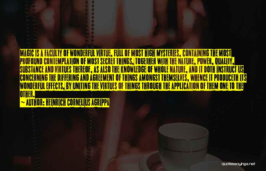 Heinrich Cornelius Agrippa Quotes: Magic Is A Faculty Of Wonderful Virtue, Full Of Most High Mysteries, Containing The Most Profound Contemplation Of Most Secret