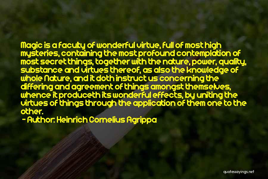 Heinrich Cornelius Agrippa Quotes: Magic Is A Faculty Of Wonderful Virtue, Full Of Most High Mysteries, Containing The Most Profound Contemplation Of Most Secret