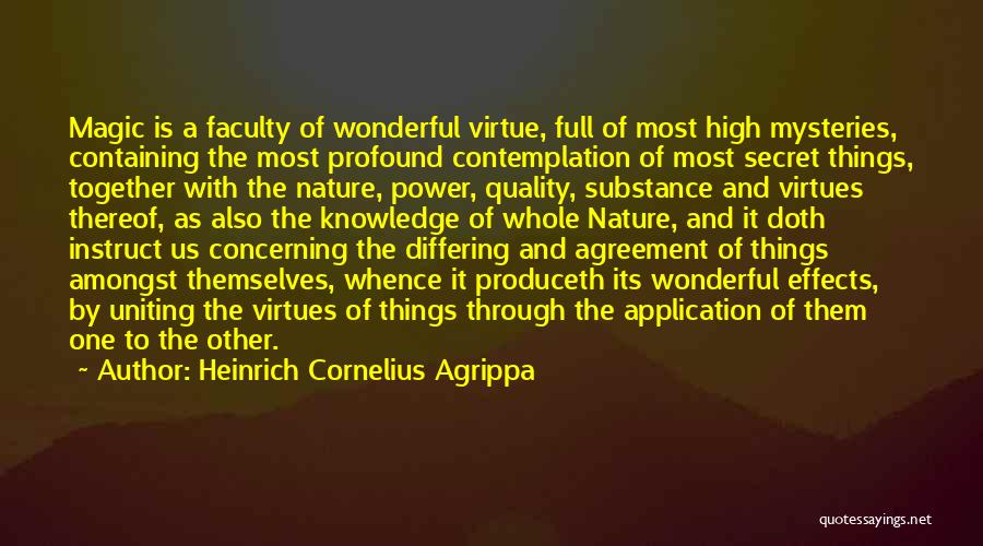 Heinrich Cornelius Agrippa Quotes: Magic Is A Faculty Of Wonderful Virtue, Full Of Most High Mysteries, Containing The Most Profound Contemplation Of Most Secret