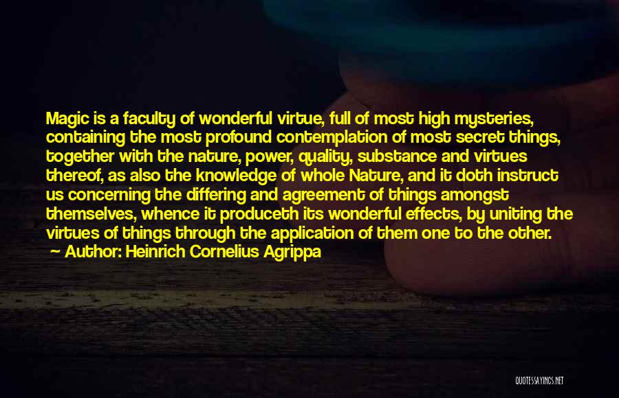 Heinrich Cornelius Agrippa Quotes: Magic Is A Faculty Of Wonderful Virtue, Full Of Most High Mysteries, Containing The Most Profound Contemplation Of Most Secret