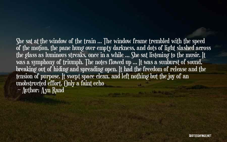 Ayn Rand Quotes: She Sat At The Window Of The Train ... The Window Frame Trembled With The Speed Of The Motion, The