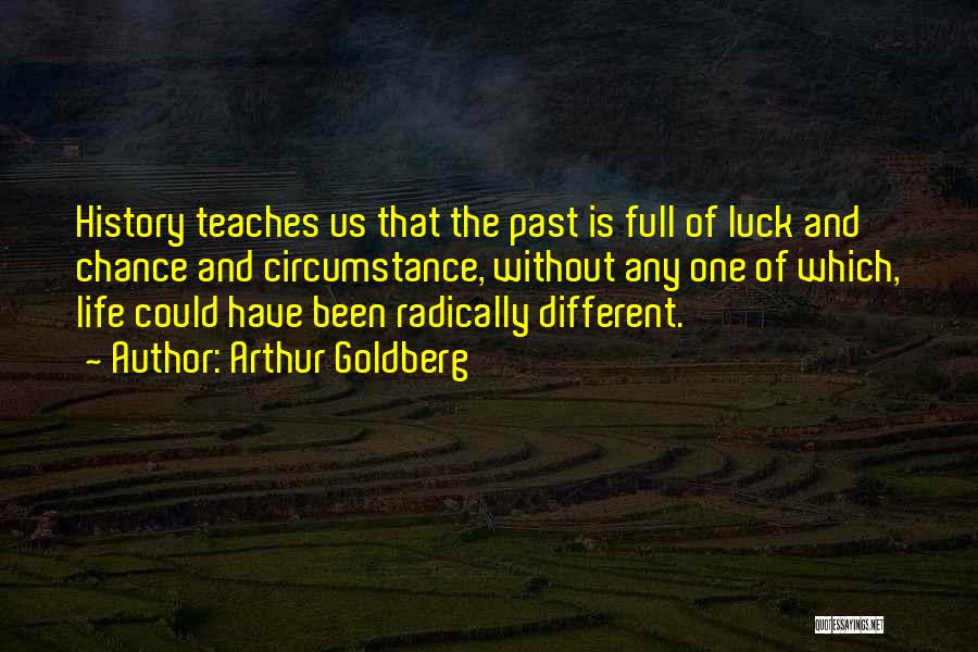 Arthur Goldberg Quotes: History Teaches Us That The Past Is Full Of Luck And Chance And Circumstance, Without Any One Of Which, Life