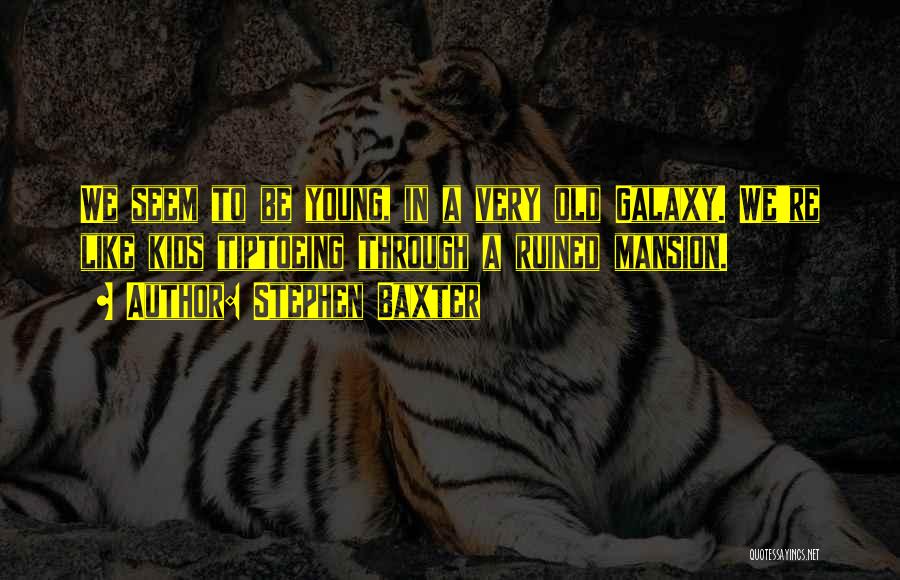 Stephen Baxter Quotes: We Seem To Be Young, In A Very Old Galaxy. We're Like Kids Tiptoeing Through A Ruined Mansion.