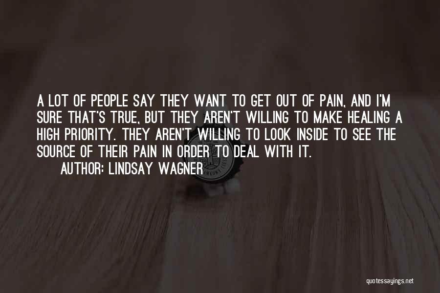 Lindsay Wagner Quotes: A Lot Of People Say They Want To Get Out Of Pain, And I'm Sure That's True, But They Aren't