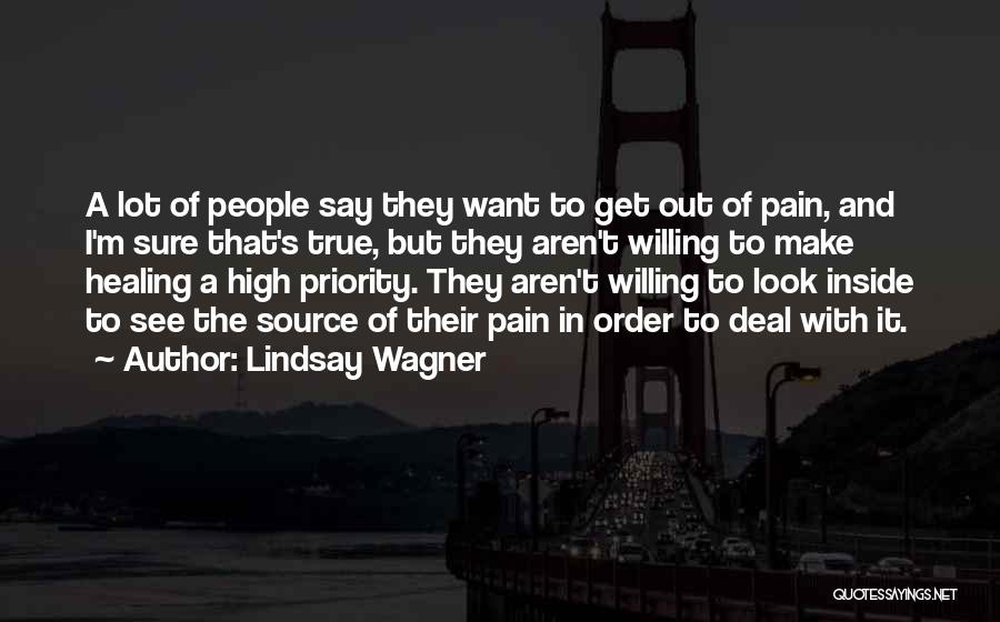 Lindsay Wagner Quotes: A Lot Of People Say They Want To Get Out Of Pain, And I'm Sure That's True, But They Aren't