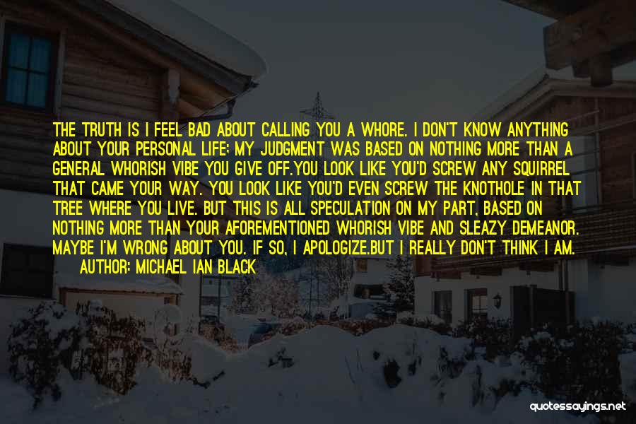 Michael Ian Black Quotes: The Truth Is I Feel Bad About Calling You A Whore. I Don't Know Anything About Your Personal Life; My