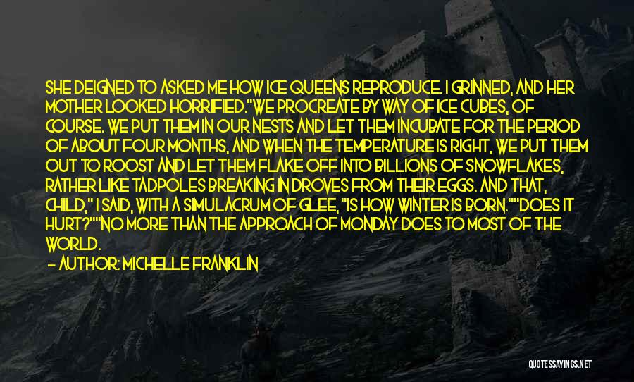 Michelle Franklin Quotes: She Deigned To Asked Me How Ice Queens Reproduce. I Grinned, And Her Mother Looked Horrified.we Procreate By Way Of