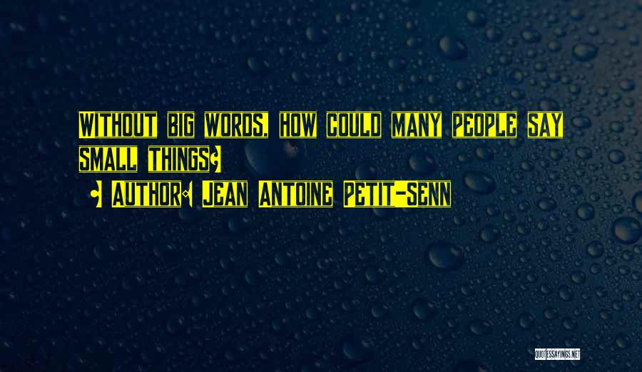Jean Antoine Petit-Senn Quotes: Without Big Words, How Could Many People Say Small Things?
