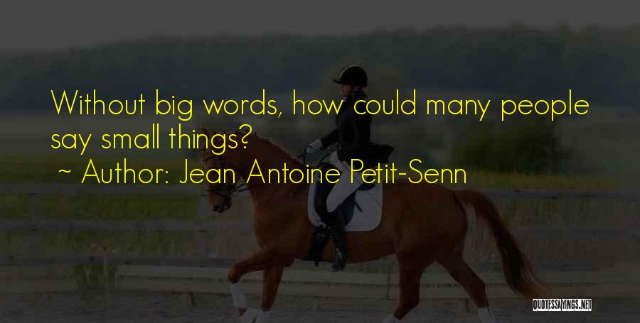 Jean Antoine Petit-Senn Quotes: Without Big Words, How Could Many People Say Small Things?