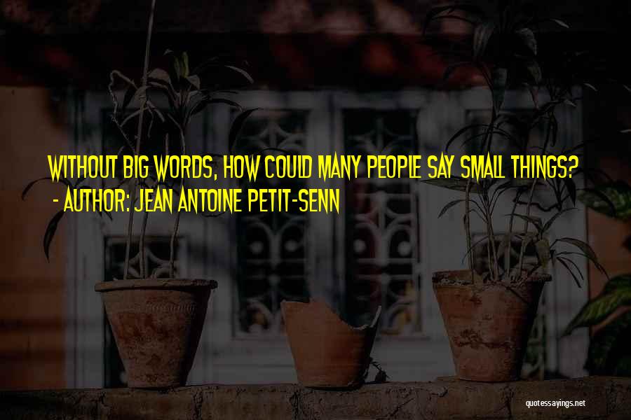 Jean Antoine Petit-Senn Quotes: Without Big Words, How Could Many People Say Small Things?