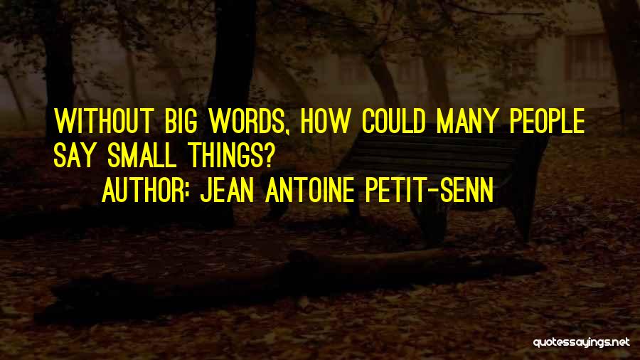 Jean Antoine Petit-Senn Quotes: Without Big Words, How Could Many People Say Small Things?