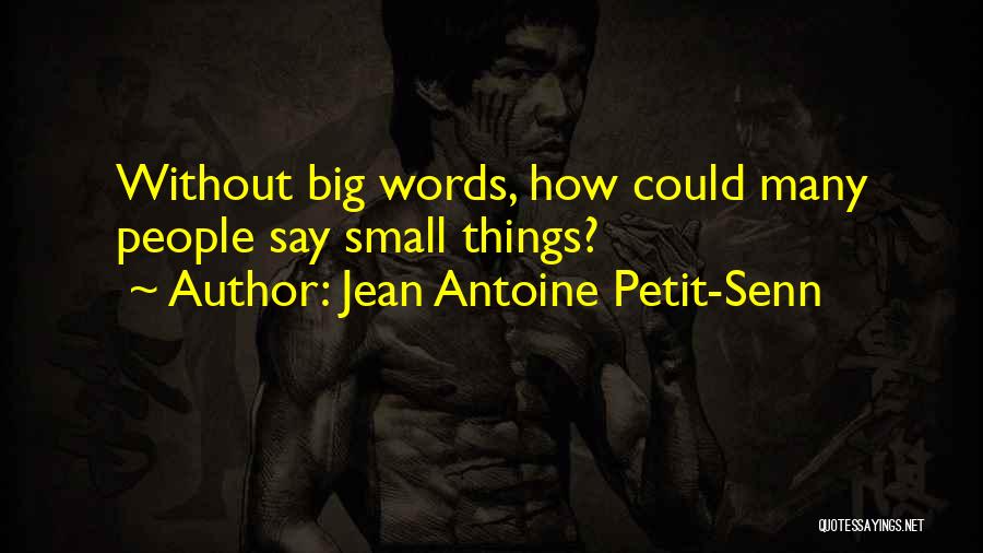 Jean Antoine Petit-Senn Quotes: Without Big Words, How Could Many People Say Small Things?