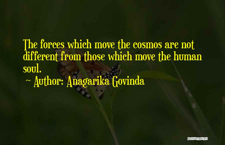 Anagarika Govinda Quotes: The Forces Which Move The Cosmos Are Not Different From Those Which Move The Human Soul.