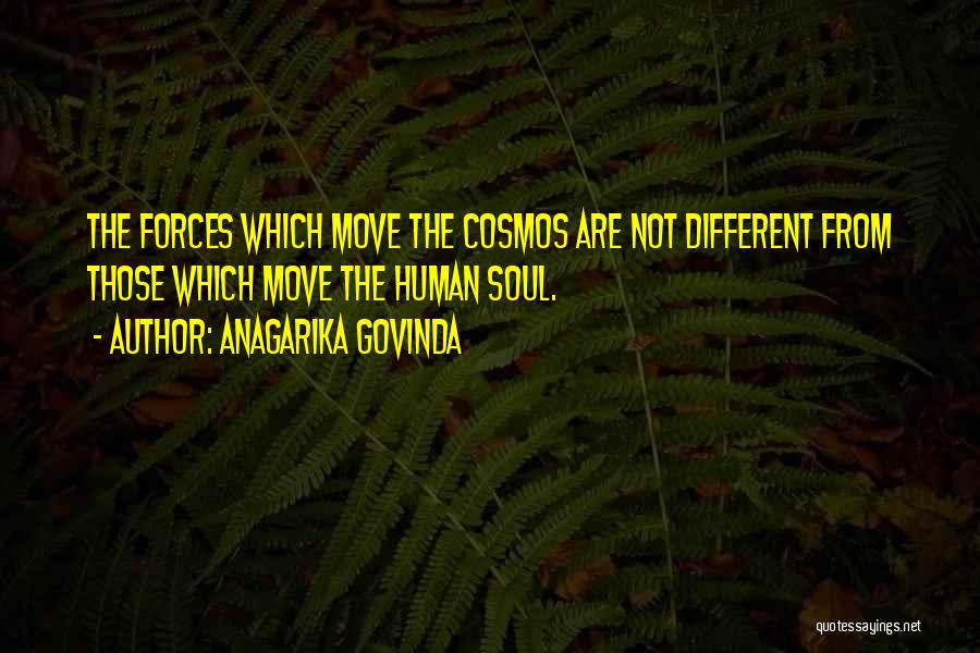 Anagarika Govinda Quotes: The Forces Which Move The Cosmos Are Not Different From Those Which Move The Human Soul.