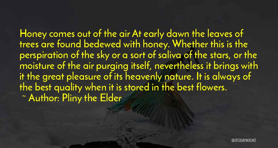 Pliny The Elder Quotes: Honey Comes Out Of The Air At Early Dawn The Leaves Of Trees Are Found Bedewed With Honey. Whether This