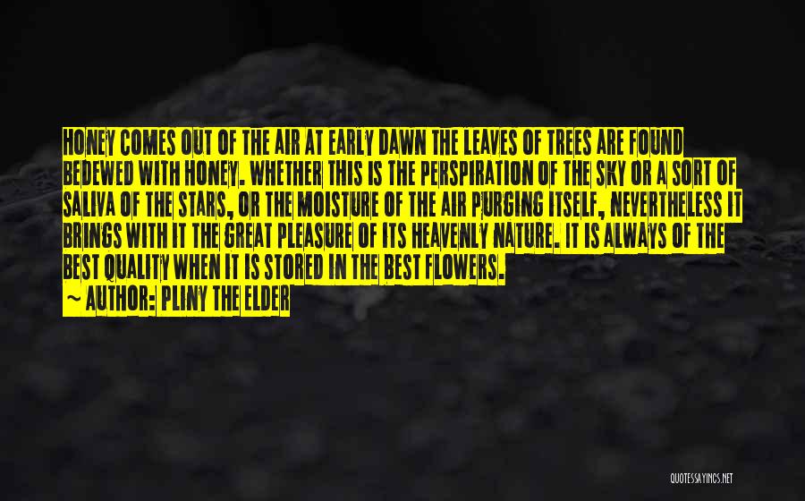 Pliny The Elder Quotes: Honey Comes Out Of The Air At Early Dawn The Leaves Of Trees Are Found Bedewed With Honey. Whether This
