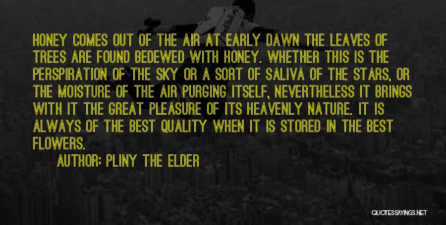 Pliny The Elder Quotes: Honey Comes Out Of The Air At Early Dawn The Leaves Of Trees Are Found Bedewed With Honey. Whether This