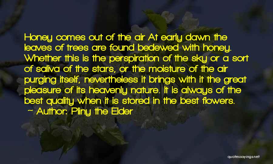 Pliny The Elder Quotes: Honey Comes Out Of The Air At Early Dawn The Leaves Of Trees Are Found Bedewed With Honey. Whether This