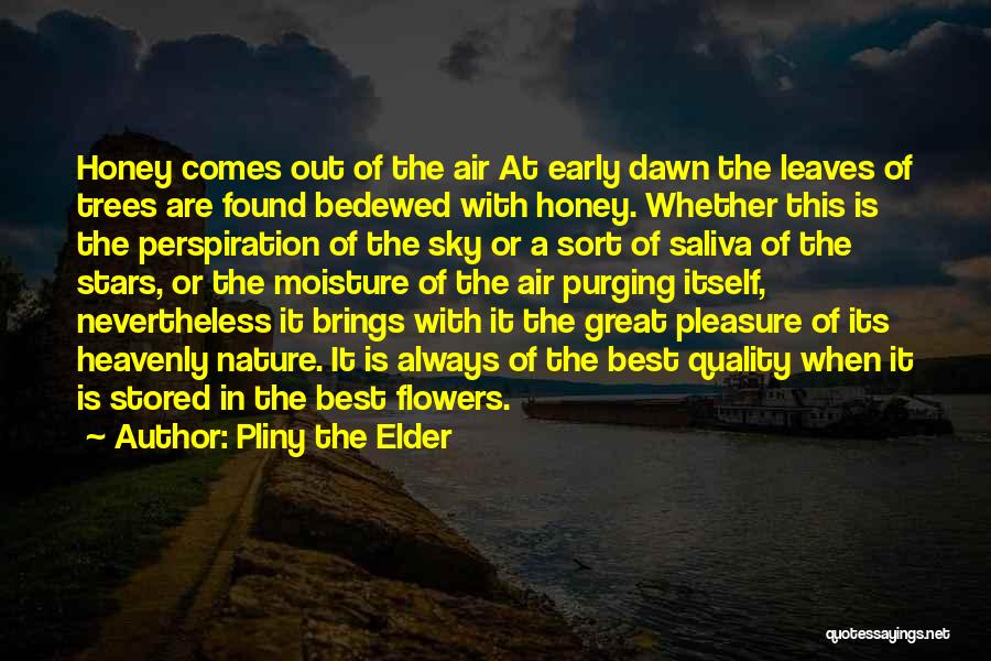 Pliny The Elder Quotes: Honey Comes Out Of The Air At Early Dawn The Leaves Of Trees Are Found Bedewed With Honey. Whether This