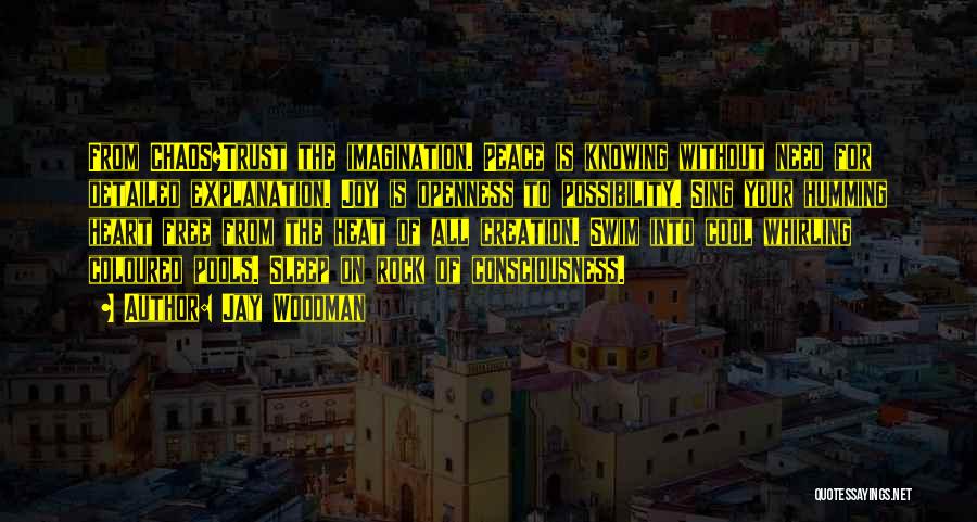 Jay Woodman Quotes: From Chaos?trust The Imagination. Peace Is Knowing Without Need For Detailed Explanation. Joy Is Openness To Possibility. Sing Your Humming