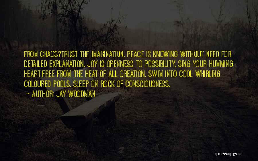 Jay Woodman Quotes: From Chaos?trust The Imagination. Peace Is Knowing Without Need For Detailed Explanation. Joy Is Openness To Possibility. Sing Your Humming