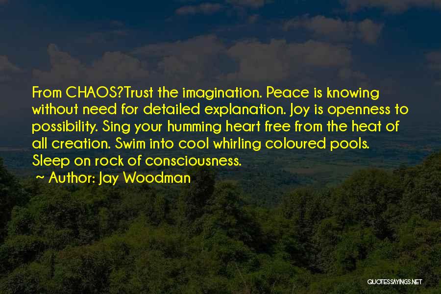 Jay Woodman Quotes: From Chaos?trust The Imagination. Peace Is Knowing Without Need For Detailed Explanation. Joy Is Openness To Possibility. Sing Your Humming
