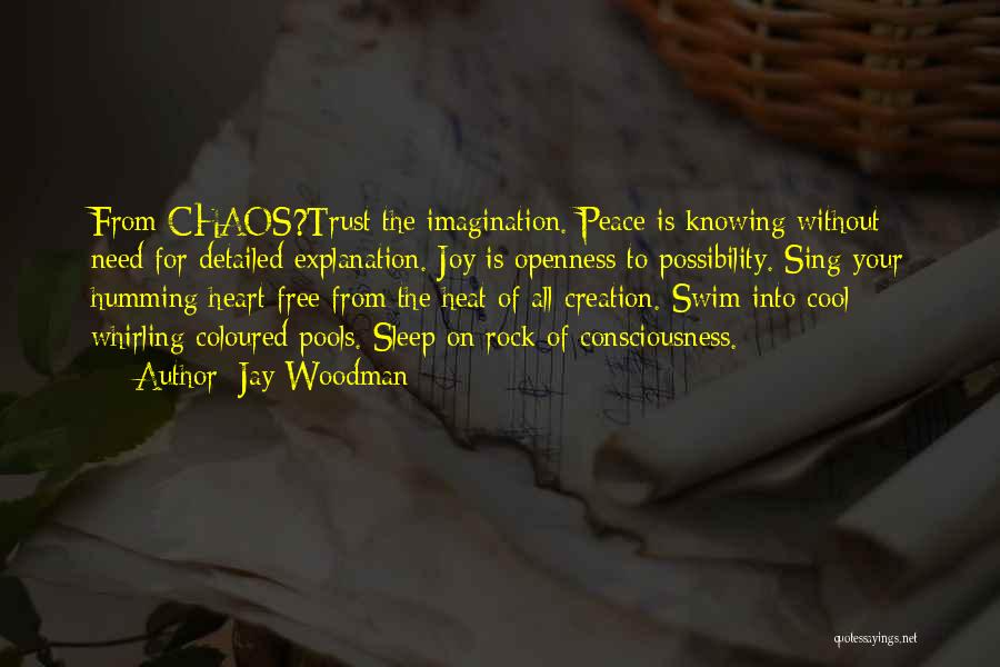 Jay Woodman Quotes: From Chaos?trust The Imagination. Peace Is Knowing Without Need For Detailed Explanation. Joy Is Openness To Possibility. Sing Your Humming