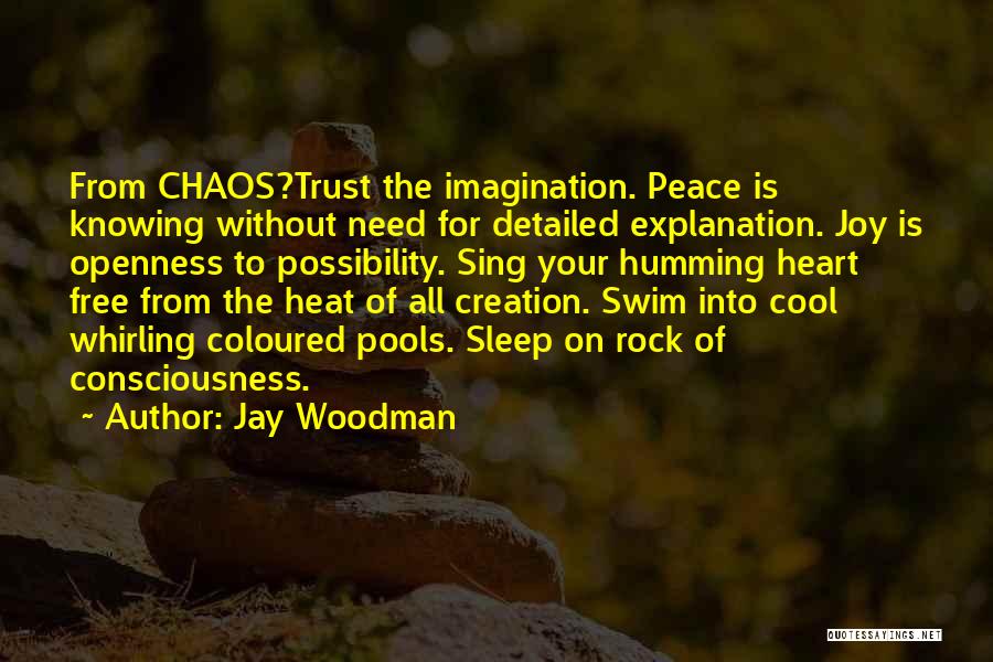 Jay Woodman Quotes: From Chaos?trust The Imagination. Peace Is Knowing Without Need For Detailed Explanation. Joy Is Openness To Possibility. Sing Your Humming