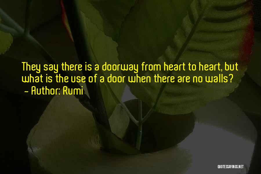 Rumi Quotes: They Say There Is A Doorway From Heart To Heart, But What Is The Use Of A Door When There