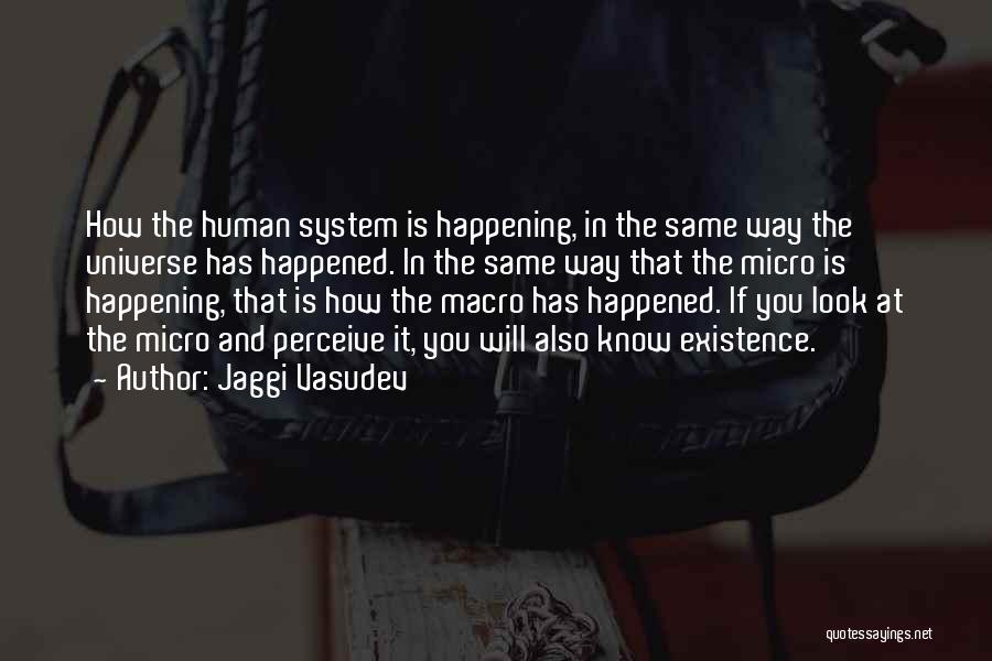 Jaggi Vasudev Quotes: How The Human System Is Happening, In The Same Way The Universe Has Happened. In The Same Way That The