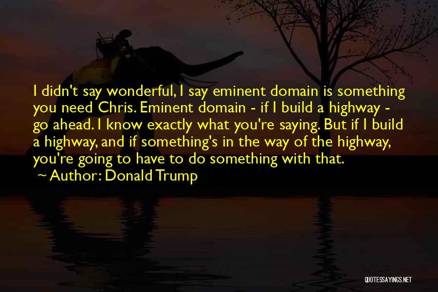 Donald Trump Quotes: I Didn't Say Wonderful, I Say Eminent Domain Is Something You Need Chris. Eminent Domain - If I Build A